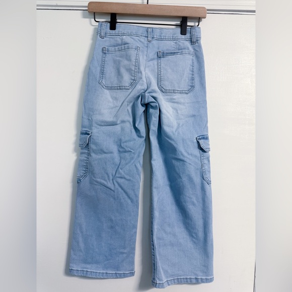 Wonder Nation Girls Blue Straight Leg Cargo Jeans Size 8 Adjustable Kids Denim - Picture 10 of 16